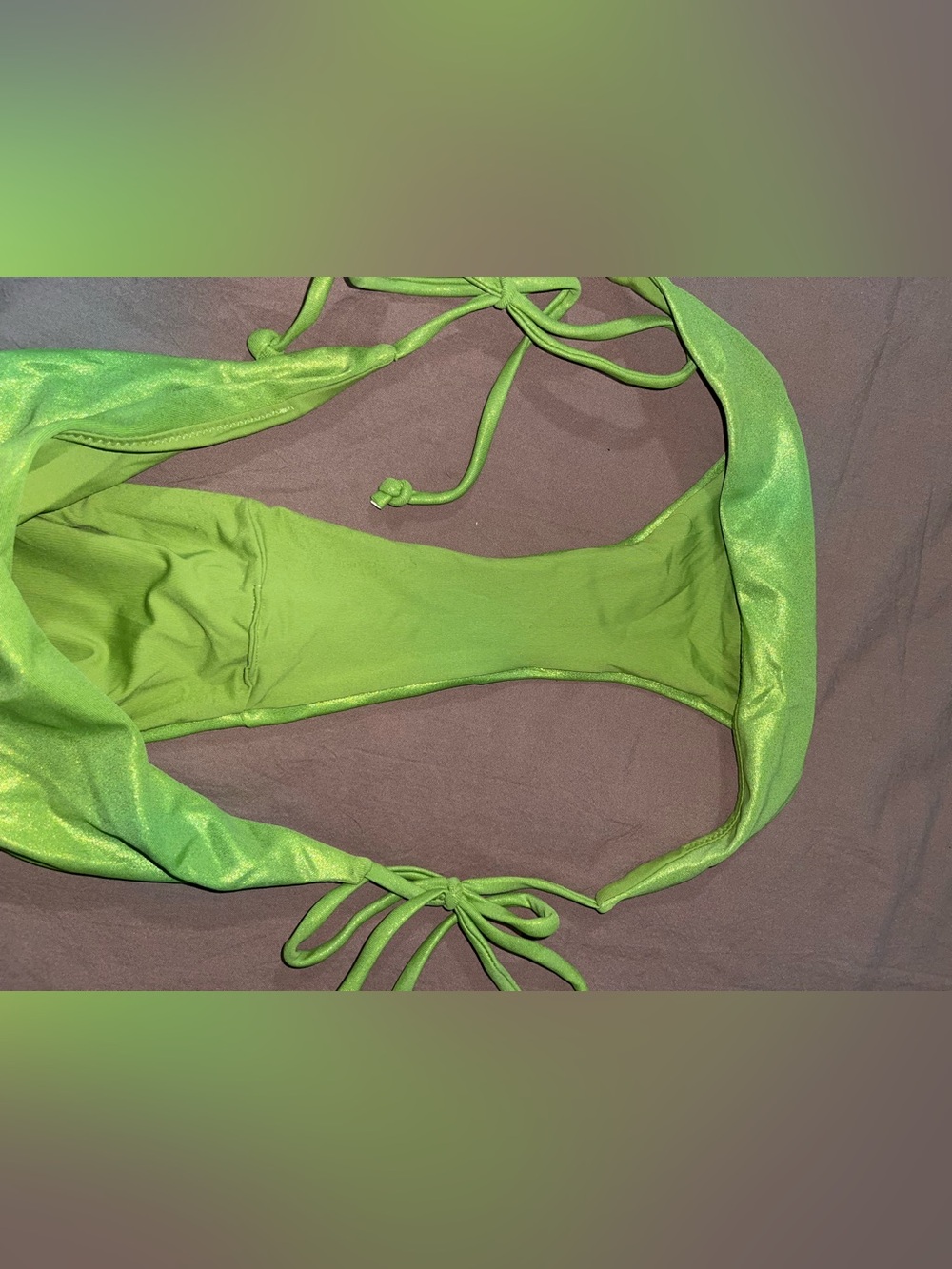 Urban Outfitters Lime Green Shimmery Triangle Swim Top - Picture 11 of 11